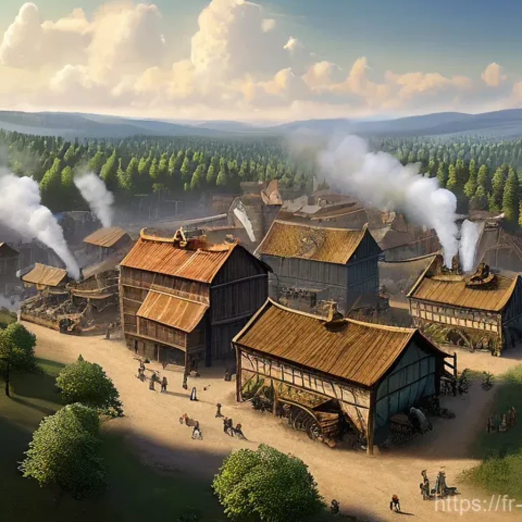 라이즈 오브 네이션즈 전략 가이드 - **Prompt for French Civilization - Economic Prosperity:** "An aerial view of a flourishing early...