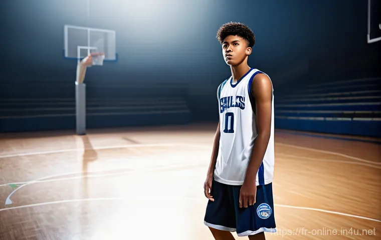 NBA 2K25 신기능 리뷰 - **A highly detailed and realistic image of a professional male basketball player, mid-air, executing...