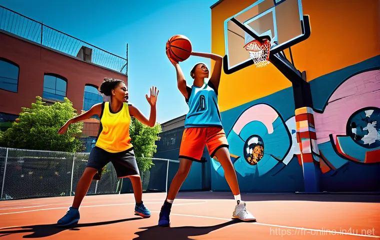 NBA 2K25 신기능 리뷰 - **A cinematic, aspirational image depicting a young, determined male basketball player in his late t...