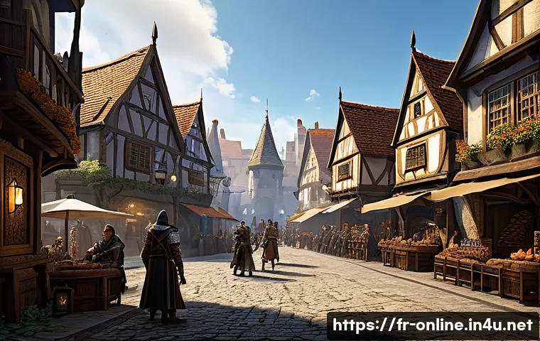 MMORPG 레벨업 꿀팁 - A detailed fantasy MMORPG scene showcasing a diverse group of four players strategically planning th...